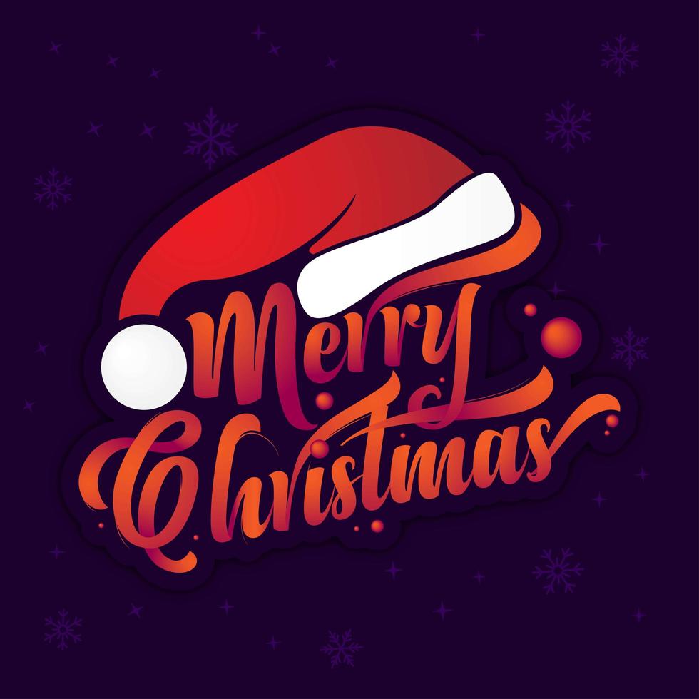 Merry Christmas Text with Santa hat vector