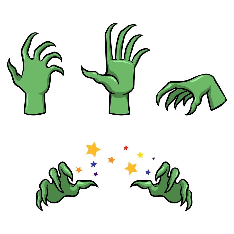 Horror Witch Cartoon Hand Gesture vector