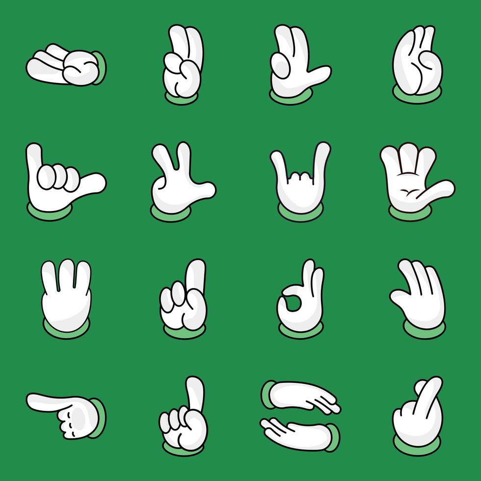 Cartoon Hands Icons Set vector