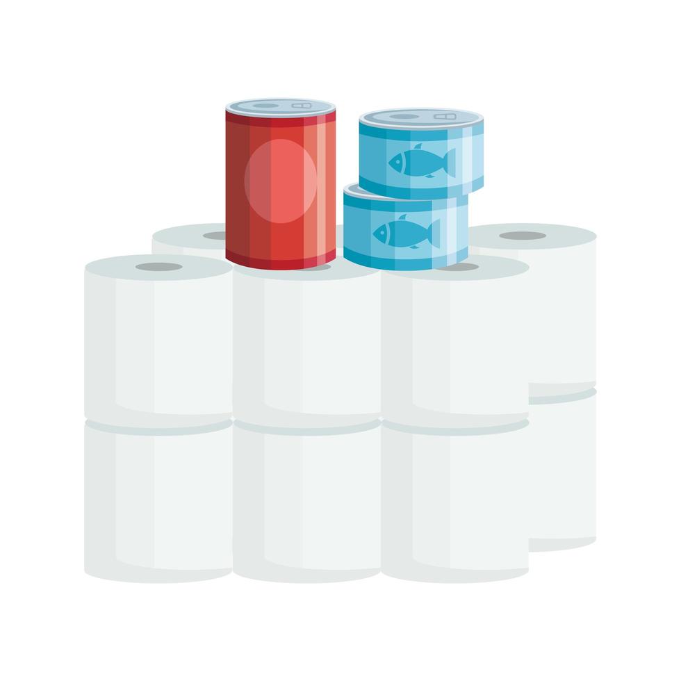 Toilet paper and canned food composition vector