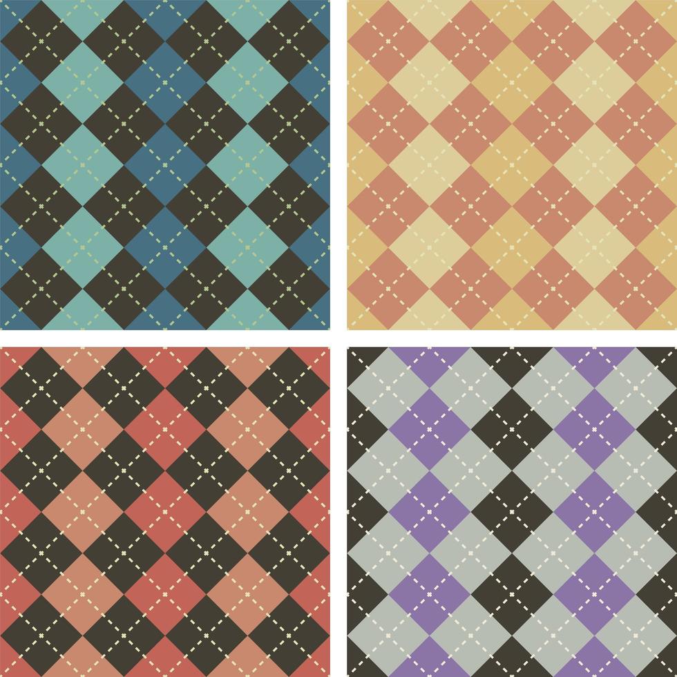 Argyle seamless pattern set vector