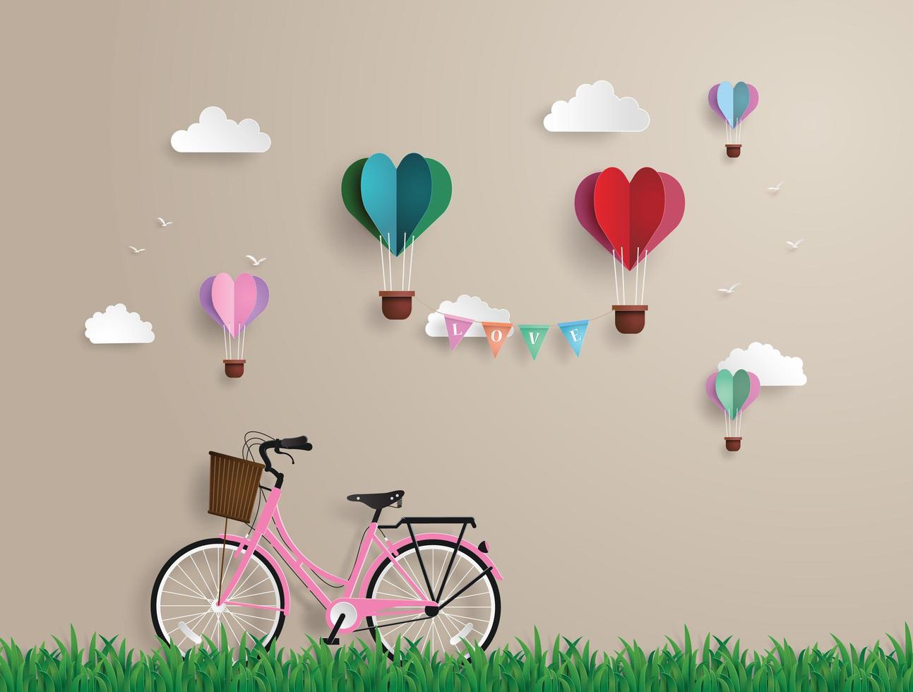 Pink bikes parked on the grass vector