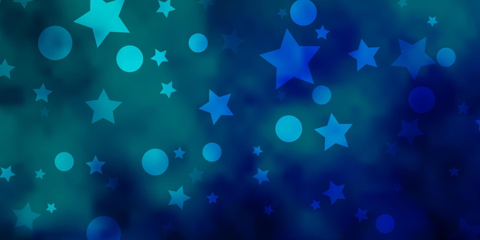 Fondo de vector azul claro, verde con círculos, estrellas.