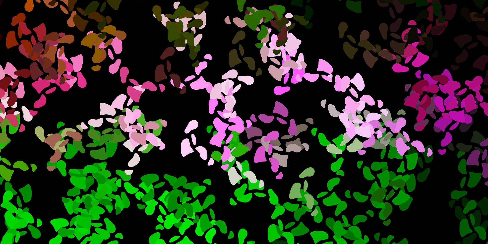 Dark pink, green vector background with random forms.