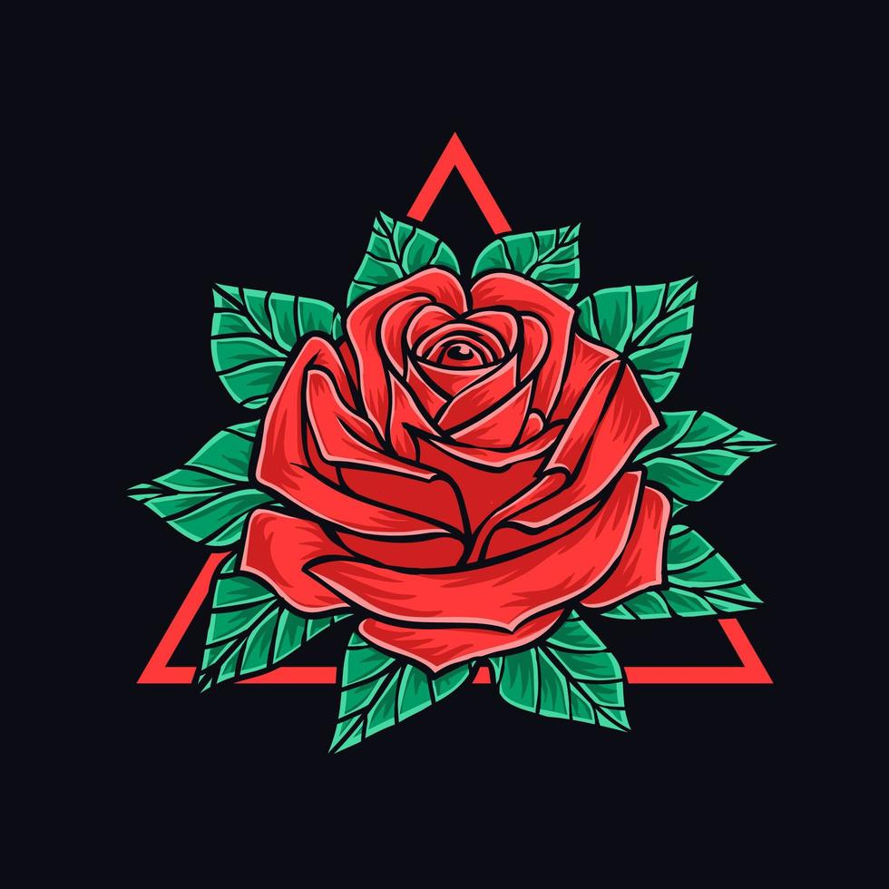 Rose with leaves t shirt design vector