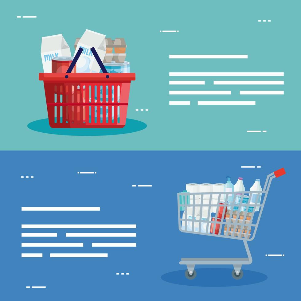Grocery shopping banner set vector
