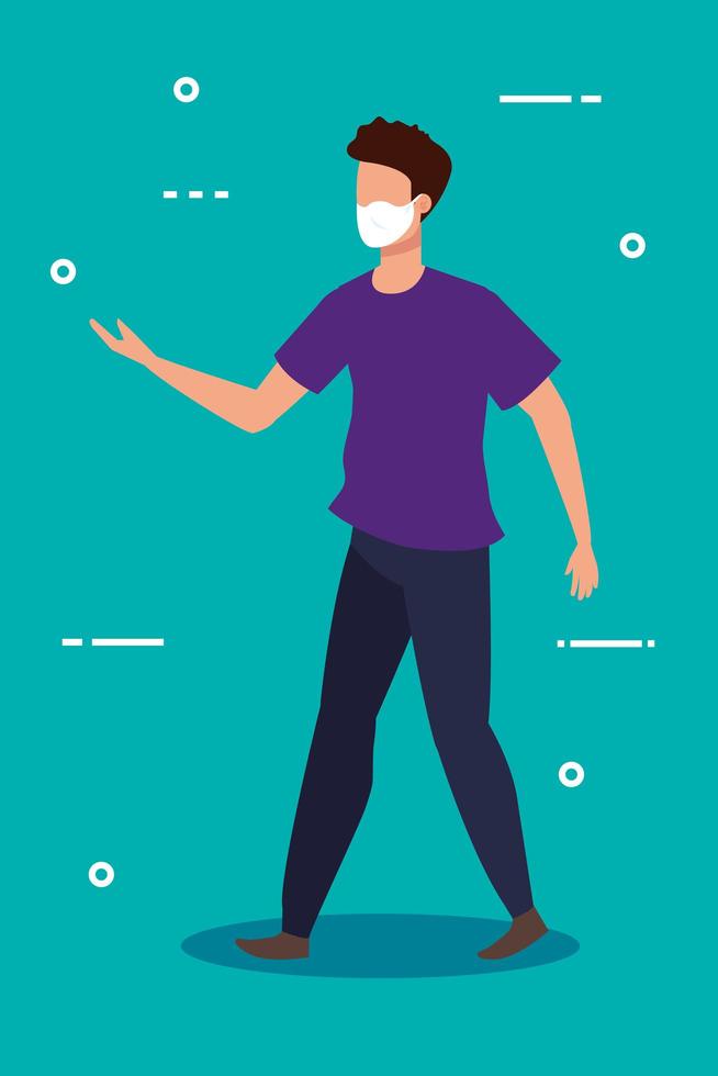 young man with a face mask vector