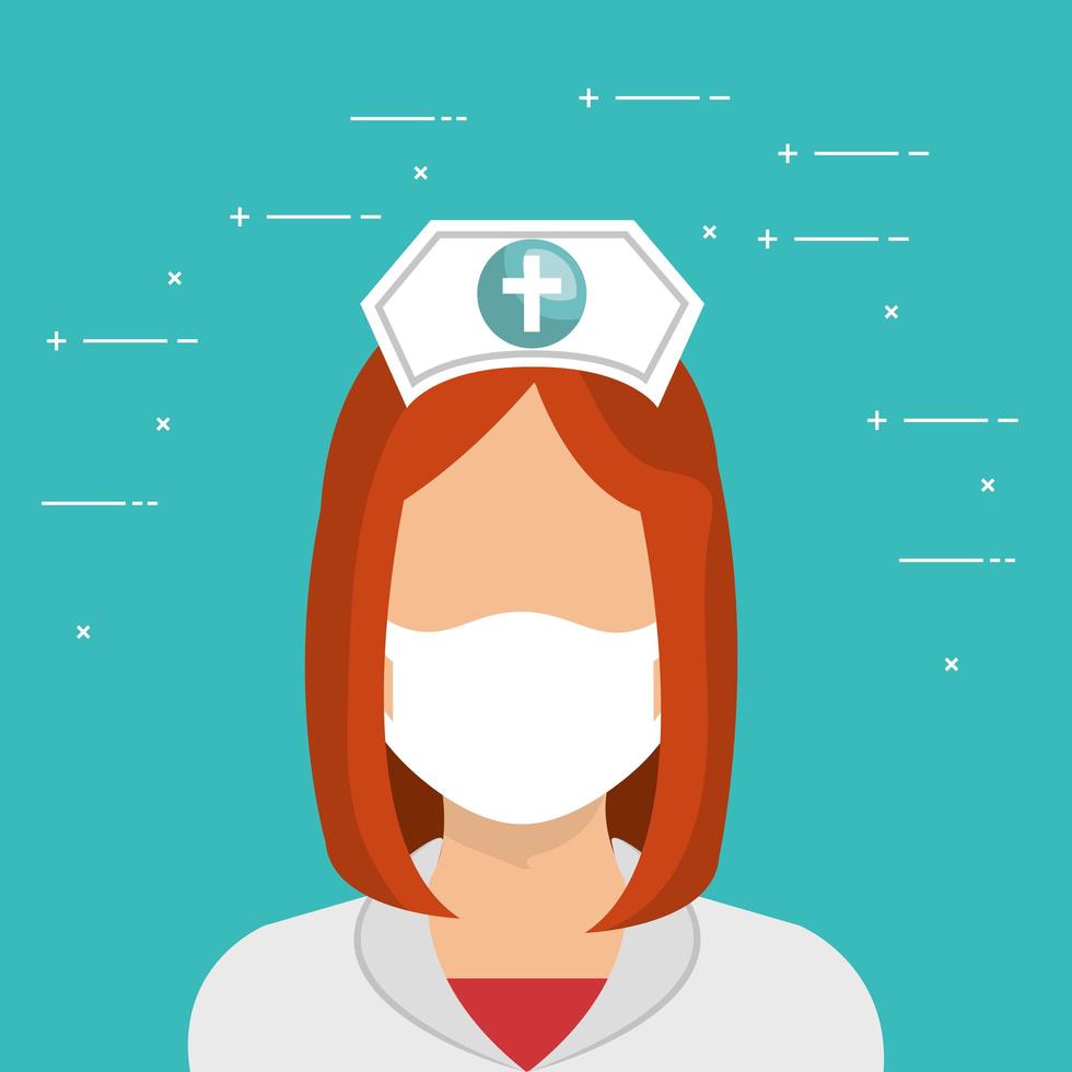 nurse with a face mask avatar character vector