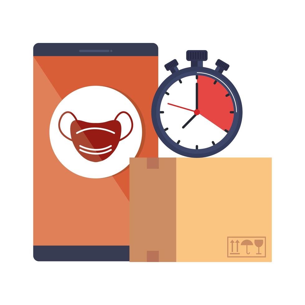 smartphone with app and  face mask vector