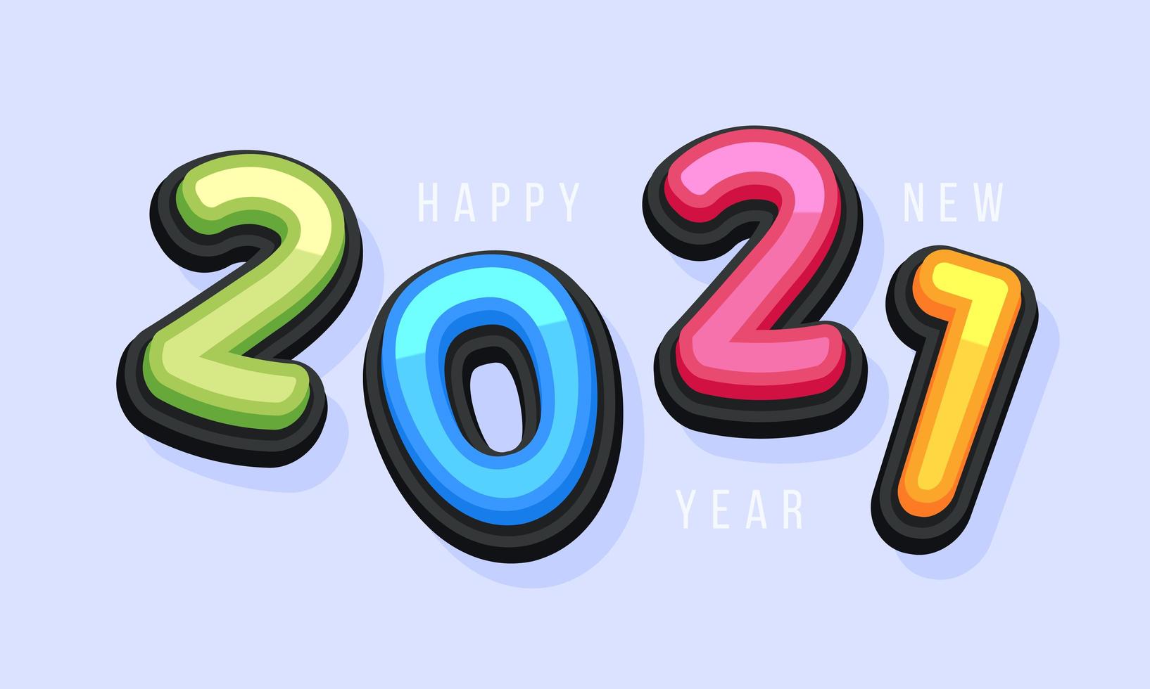 vector feliz año nuevo 2021 linda tarjeta de felicitación para niños.  letras del alfabeto divertidas, números, símbolos. fuente multicolor  contiene estilo gráfico - Descargar Vectores Gratis, Illustrator Graficos,  Plantillas Diseño