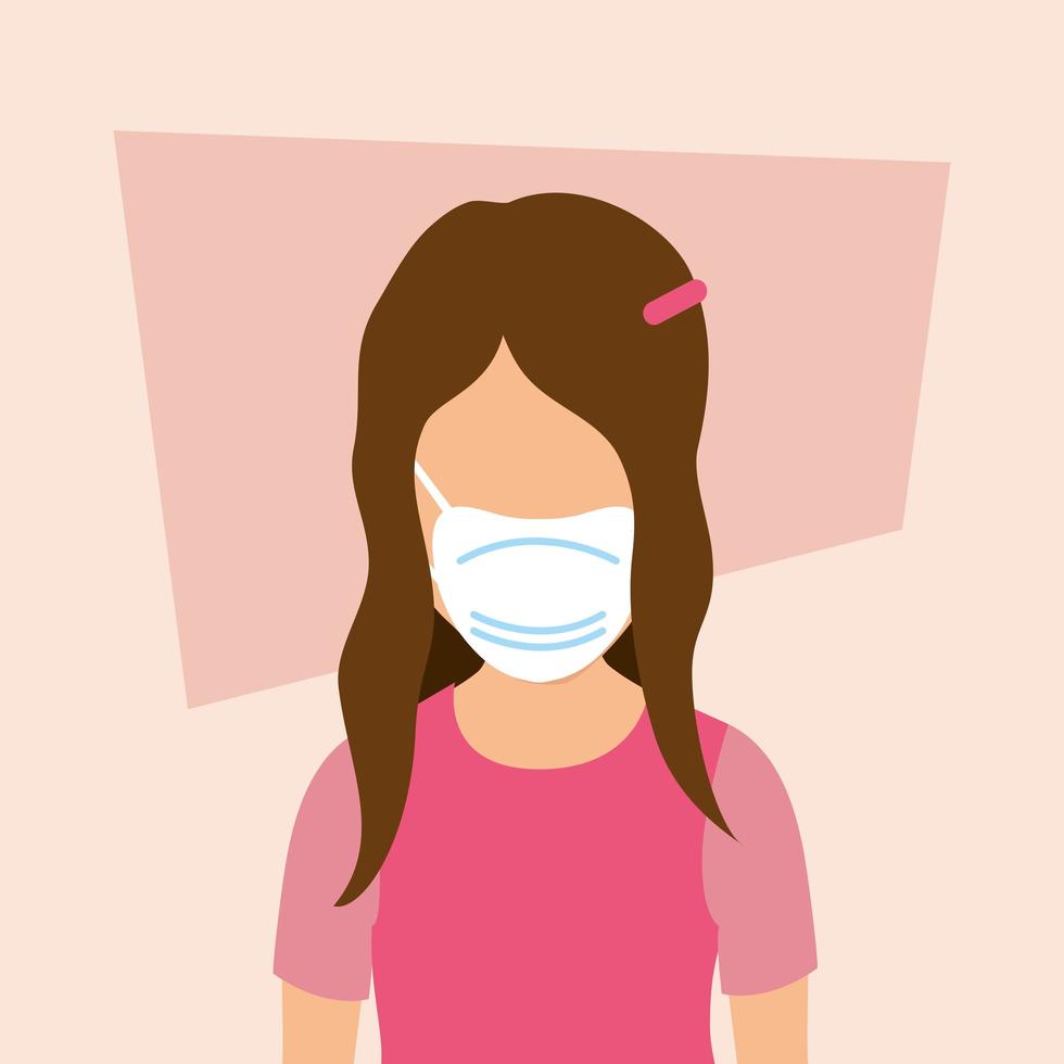 cute girl with a face mask i vector