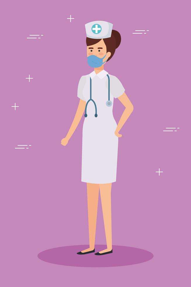 nurse with a face mask avatar character vector