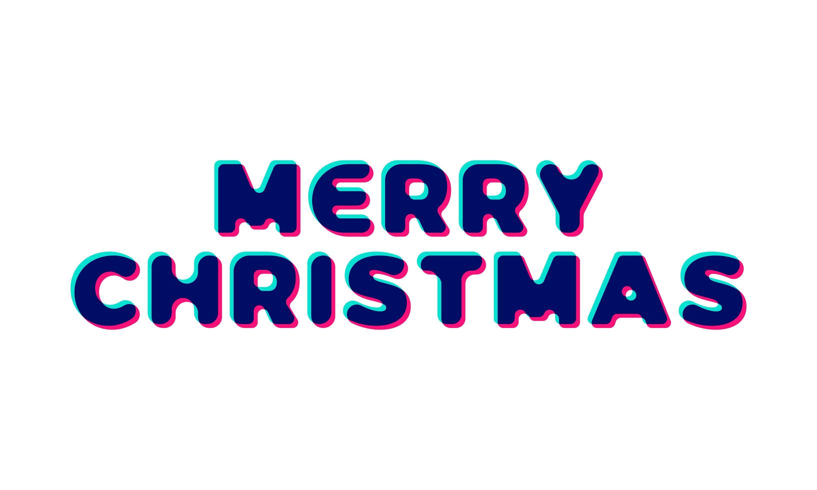 Ilustración de vector de tarjeta de felicitación con estilo 3d aislado en blanco. Feliz Navidad. fuente geométrica de moda.