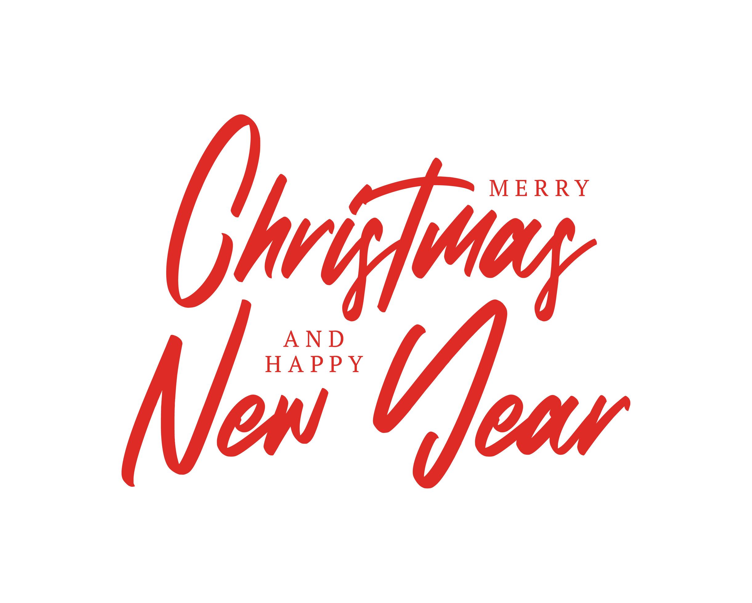 Merry Christmas and Happy new year lettering. Vector typography