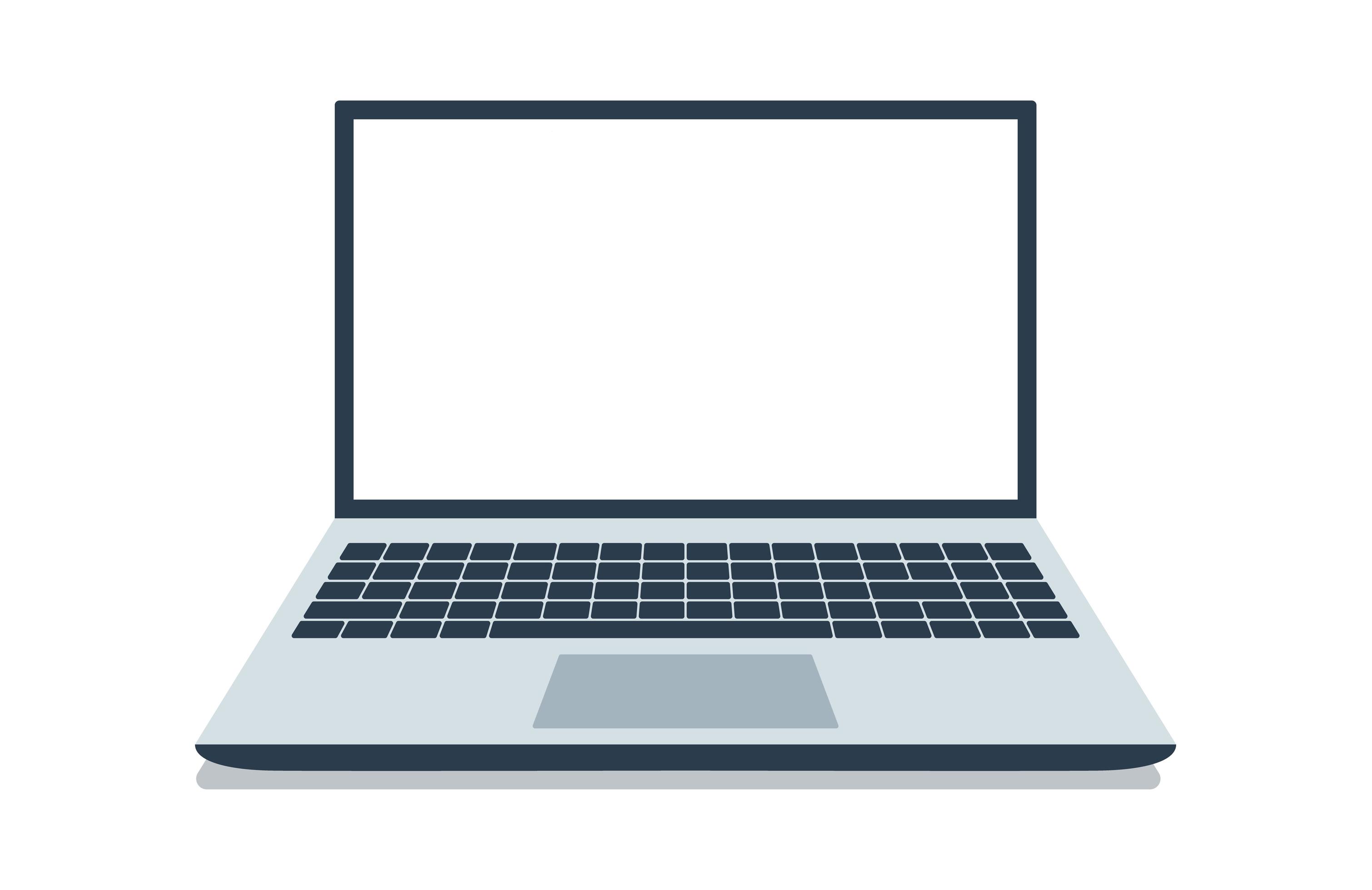 Open laptop with white screen. Laptop layout in flat style isolated on ...