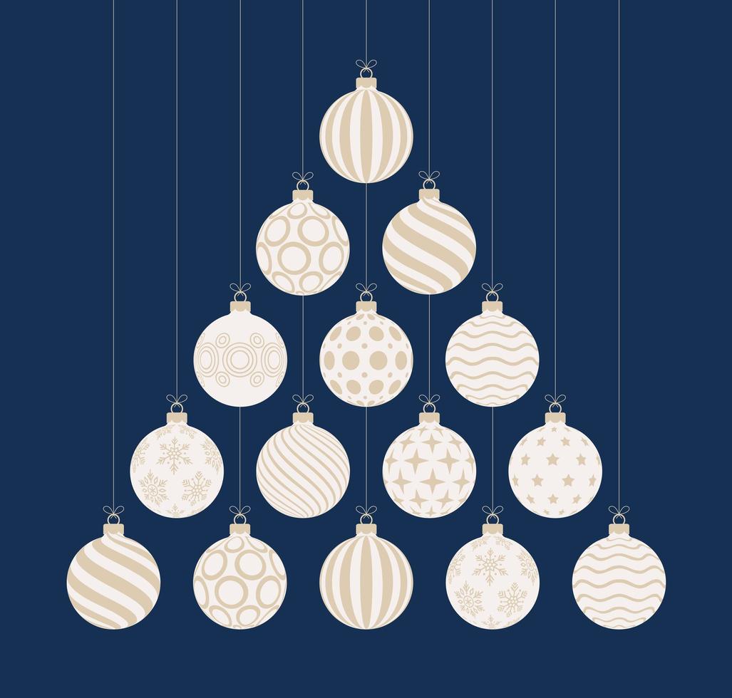 Tarjeta de dibujos animados plana de felicitación de Navidad y año nuevo. Árbol de Navidad creativo Tarjeta de dibujos animados plana de felicitación de Navidad y año nuevo. Árbol de Navidad creativo