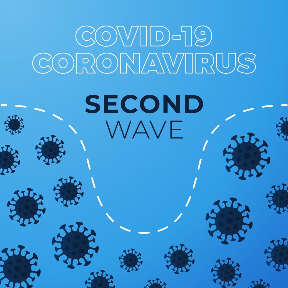 Covid-19 Second Wave. Graph Showing Magnitude of the Second Wave of Coronavirus Infection. Stock Vector Illustration