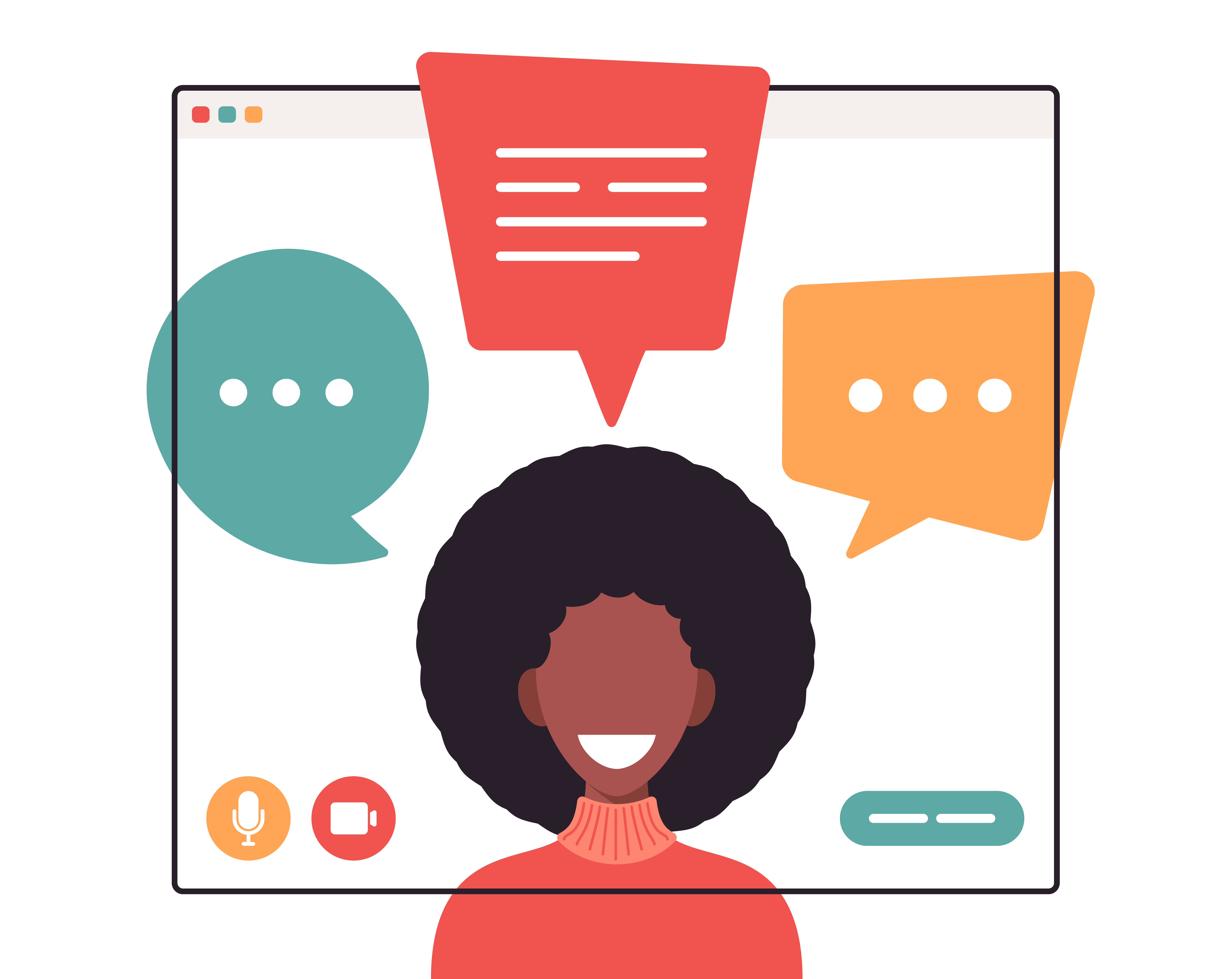 African businesswoman chatting during video call business woman with chat bubble speech in computer window communication online conference concept portrait horizontal cartoon flat vector illustration 1811035 Vector Art at Vecteezy African businesswoman chatting during video call business woman with chat bubble speech in computer window communication online conference concept portrait horizontal cartoon flat vector illustration 1811035 Vector Art at Vecteezy