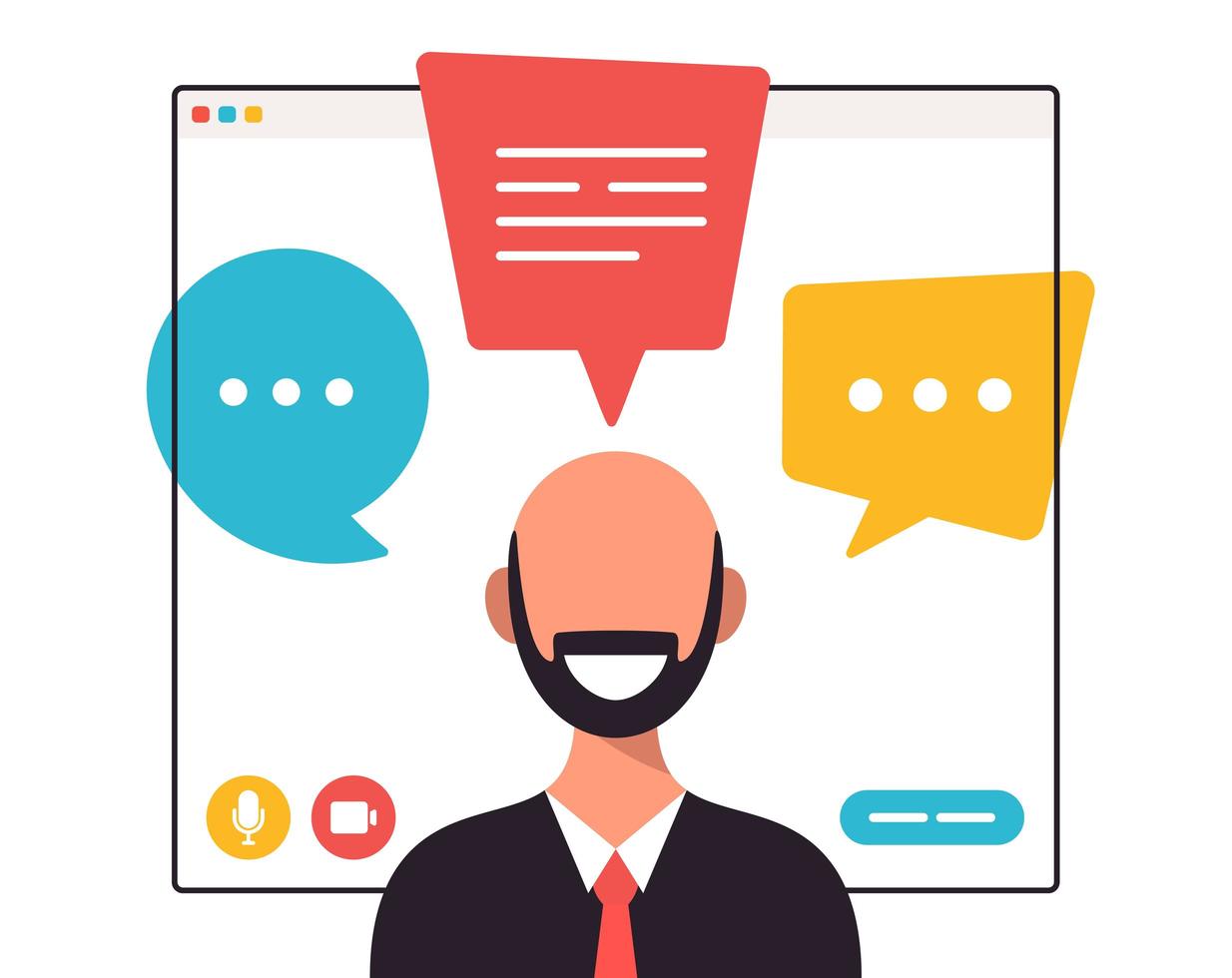 Businessman chatting during video call vector