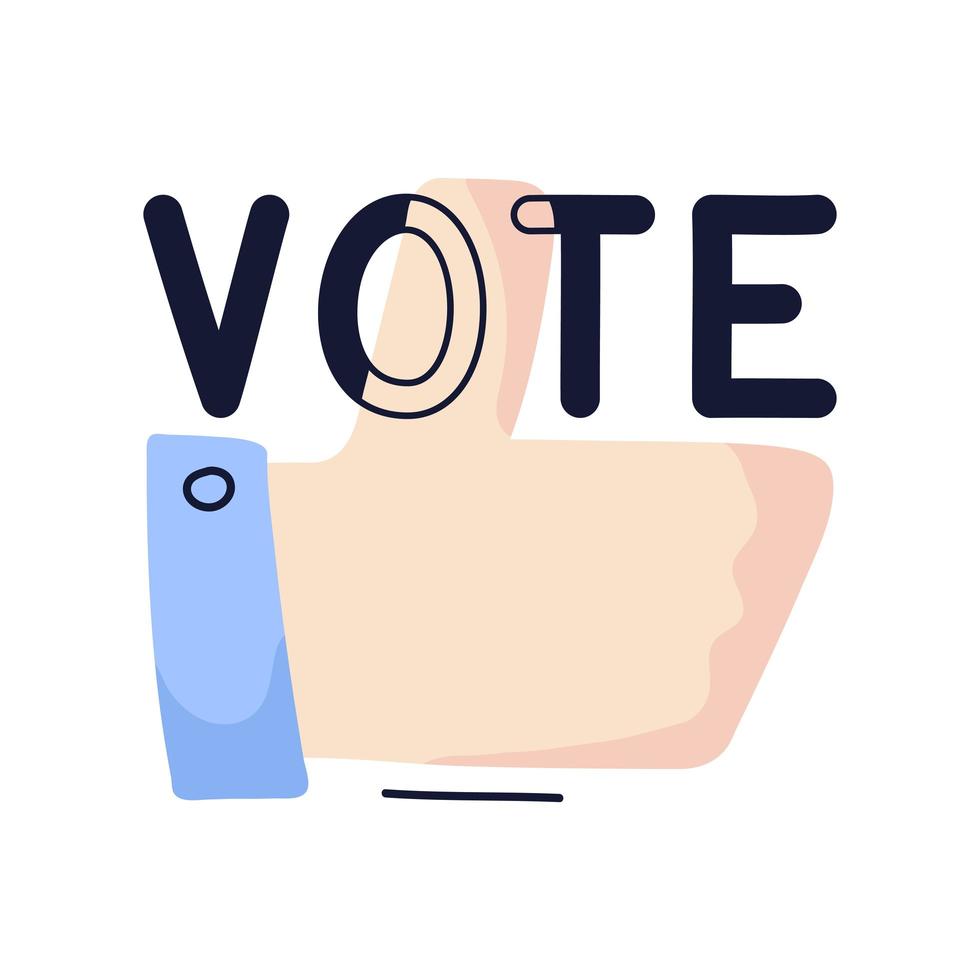 Vote Thumb Up Cartoon Illustration. Vector Sign Isolated on White Background. Cartoon Vector Illustration Hand Drawn Style. Thumb Up Like Icon.