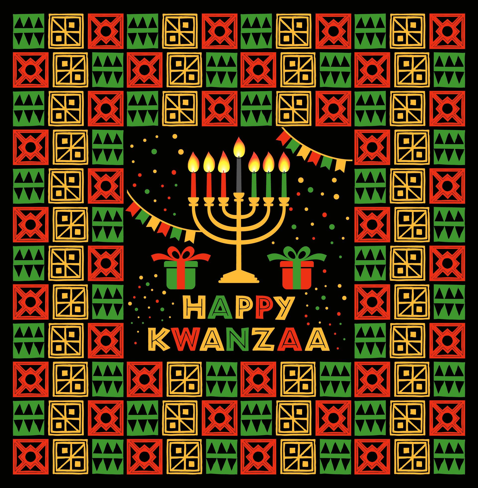 Banner for Kwanzaa with traditional colors and candles 1811073 Vector