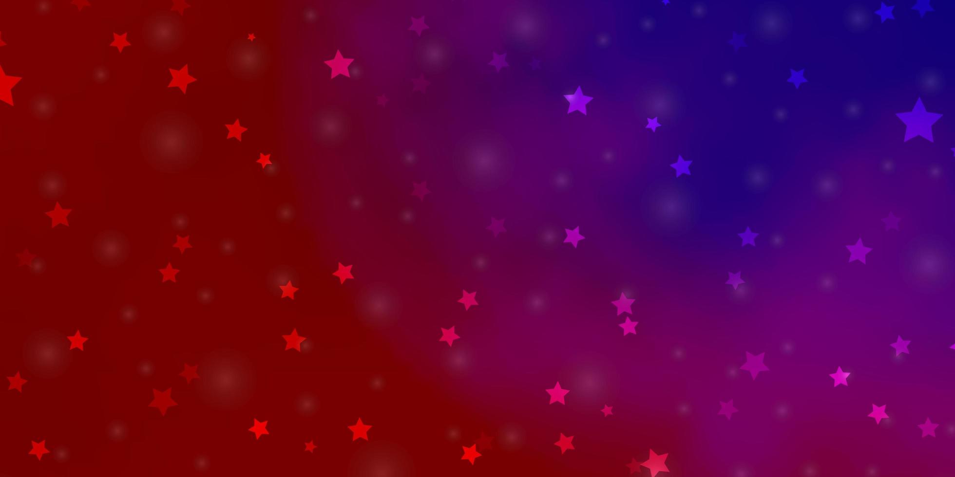 Fondo de vector azul claro, rojo con estrellas pequeñas y grandes.