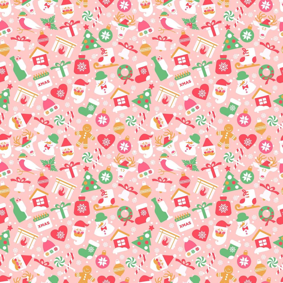 Christmas seamless pattern with new year icons vector