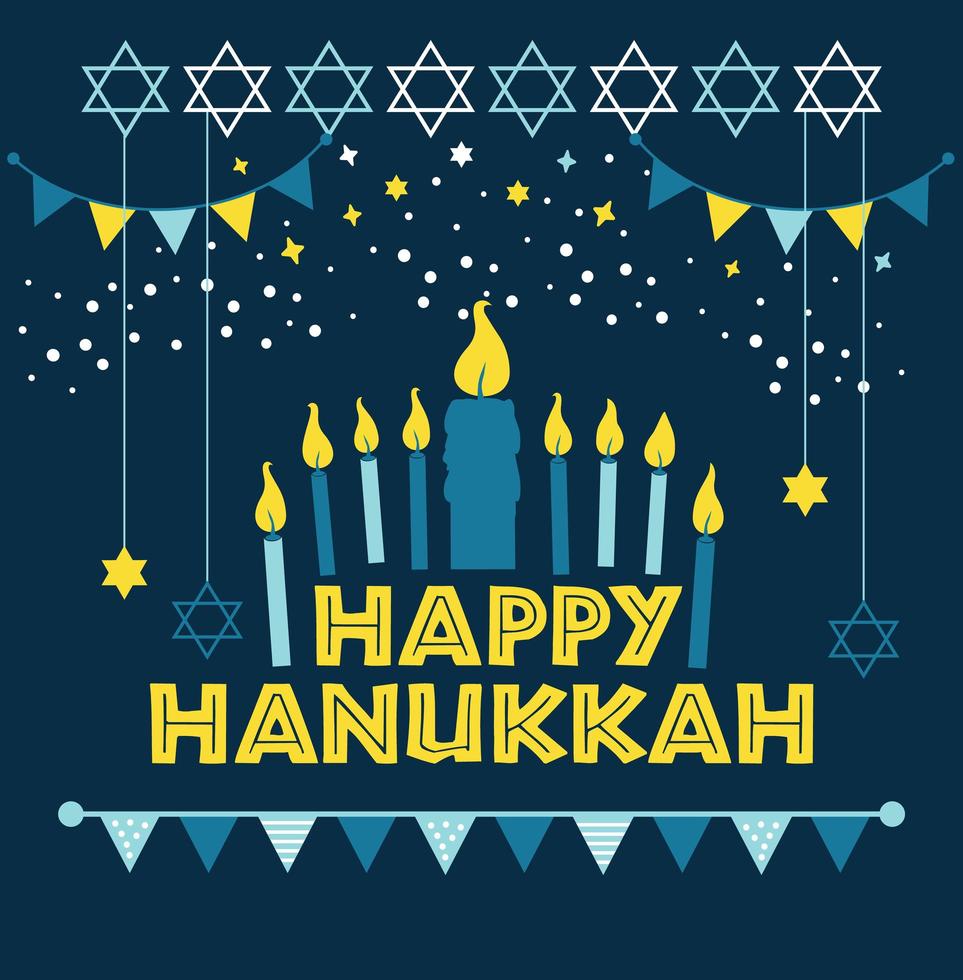 Jewish holiday Hanukkah greeting card vector