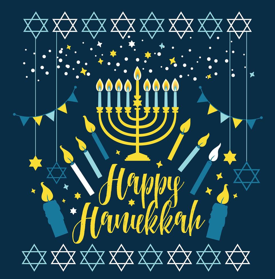 Jewish holiday Hanukkah greeting card vector