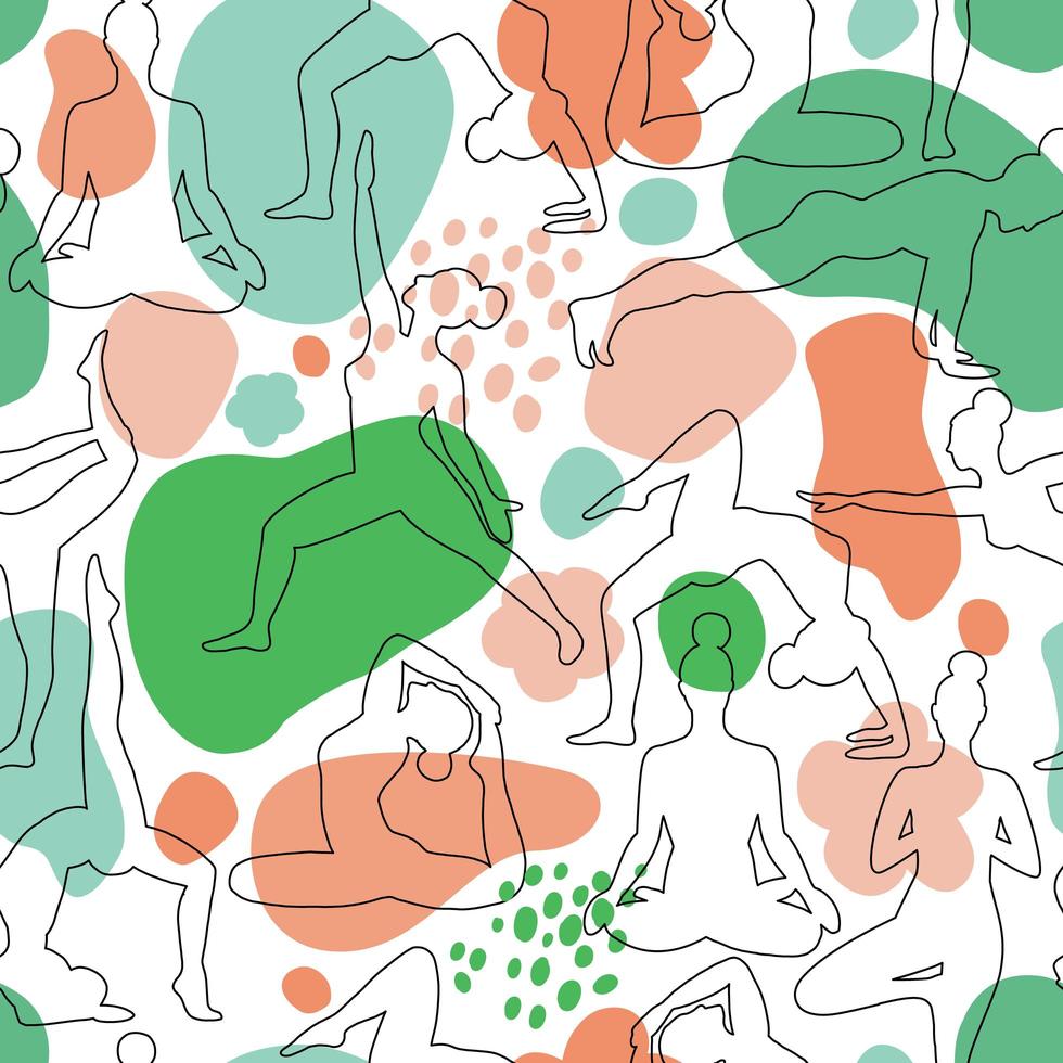 Seamless pattern of yoga class green blue design vector