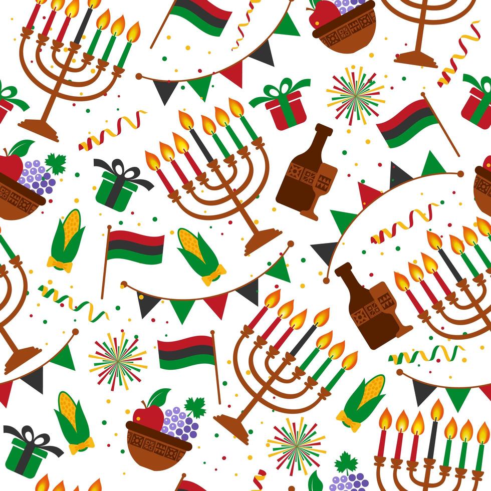 Seamless pattern for Kwanzaa with traditional elements vector