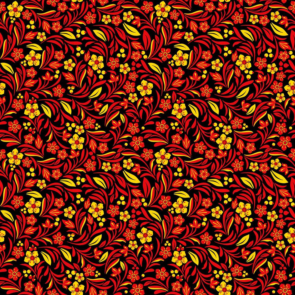 Seamless pattern in traditional russian khokhloma style vector