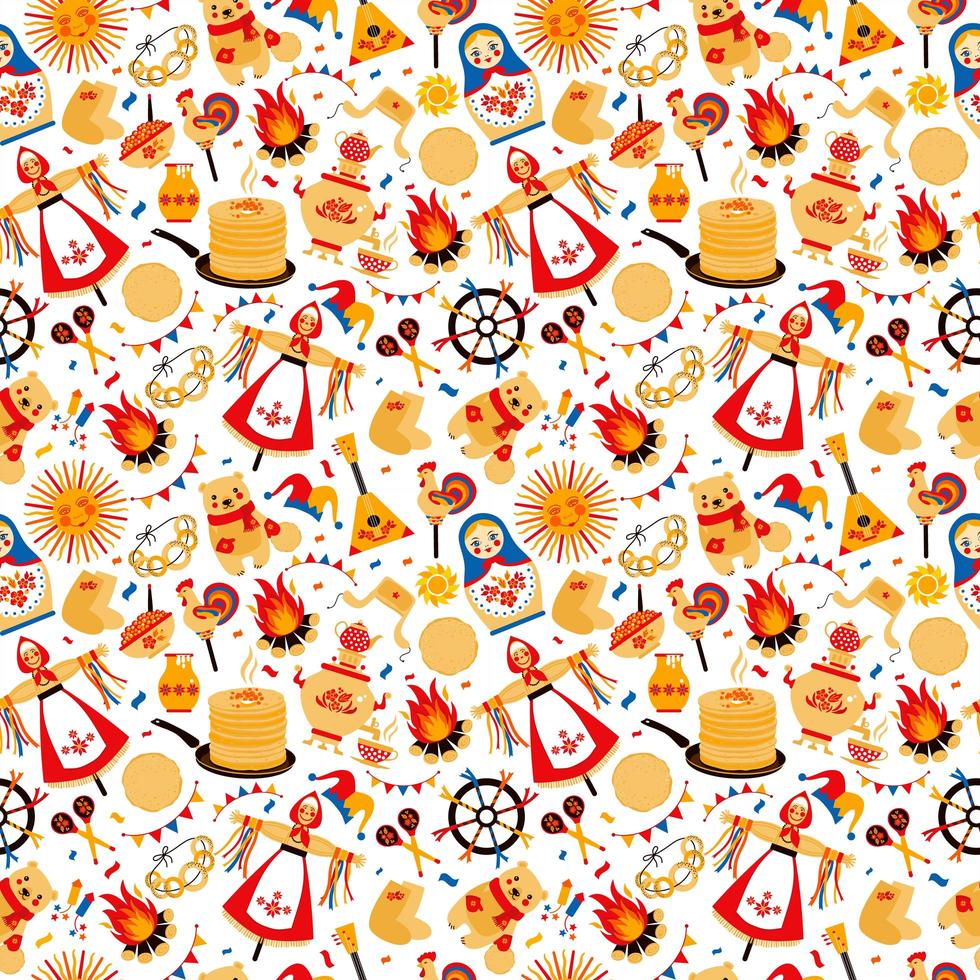 Russian inscription Maslenitsa pattern vector