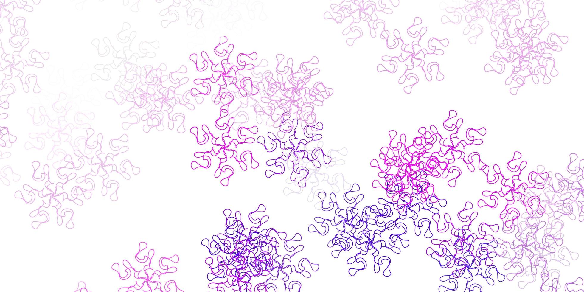 Light purple, pink vector doodle pattern with flowers.