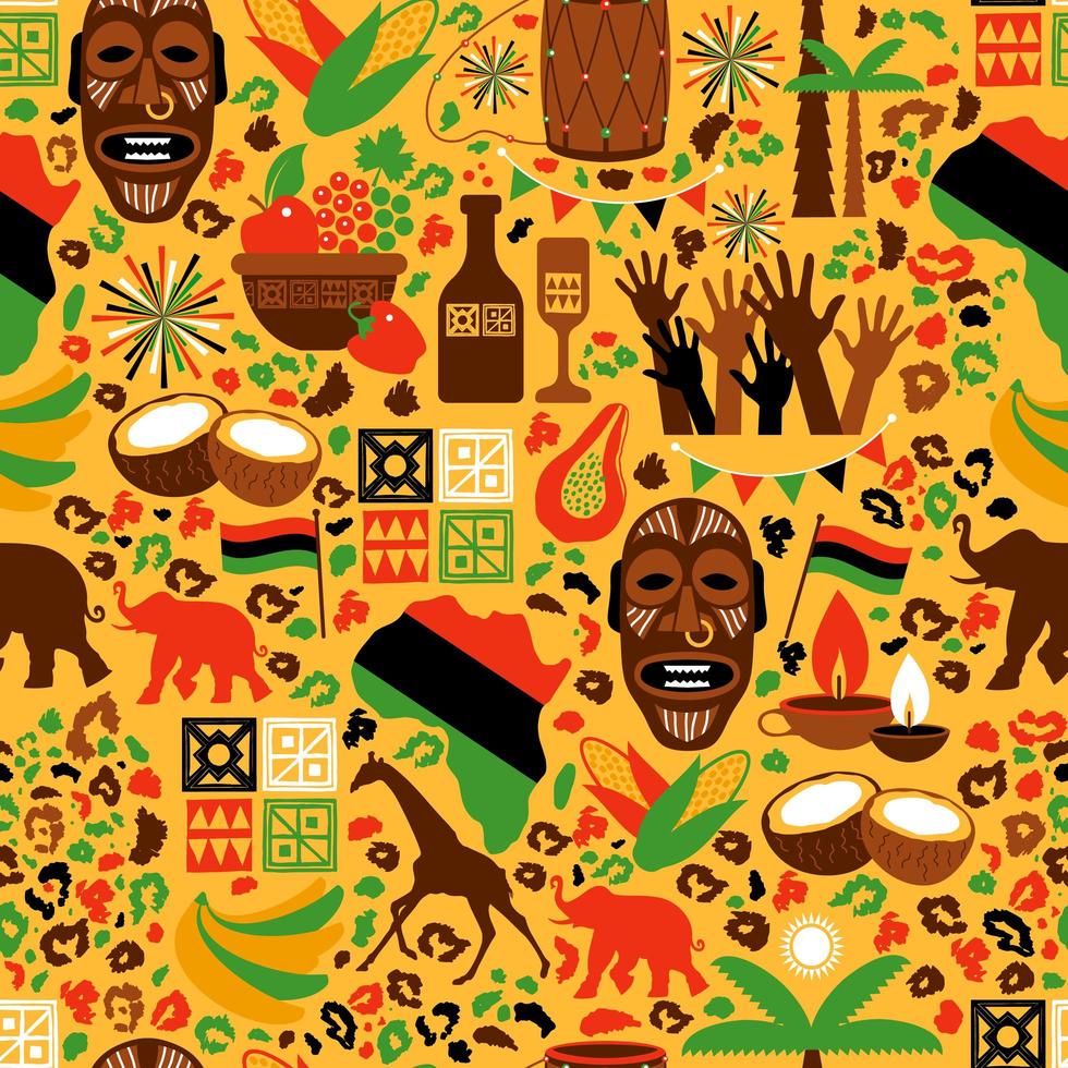 Seamless pattern of Africa with traditional elements vector