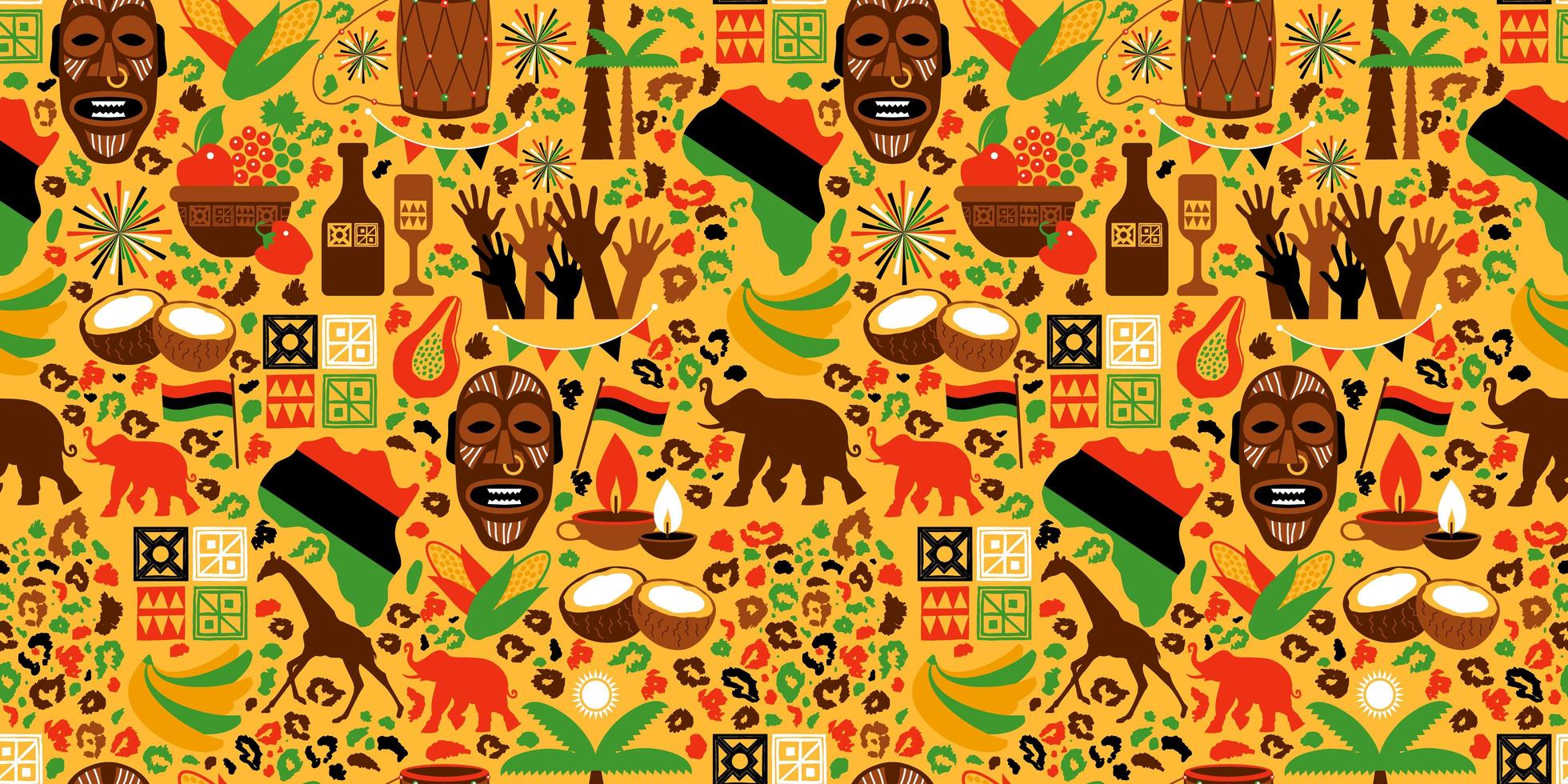 Seamless pattern of African elements vector