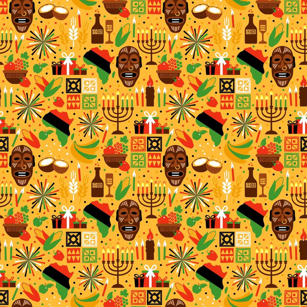 Seamless pattern for Kwanzaa with traditional colors vector