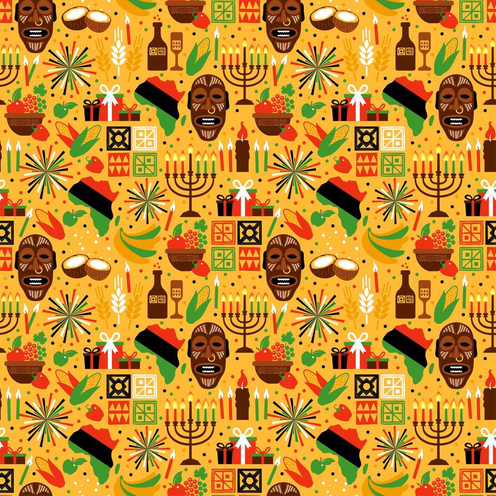 Seamless pattern for Kwanzaa with traditional colors vector