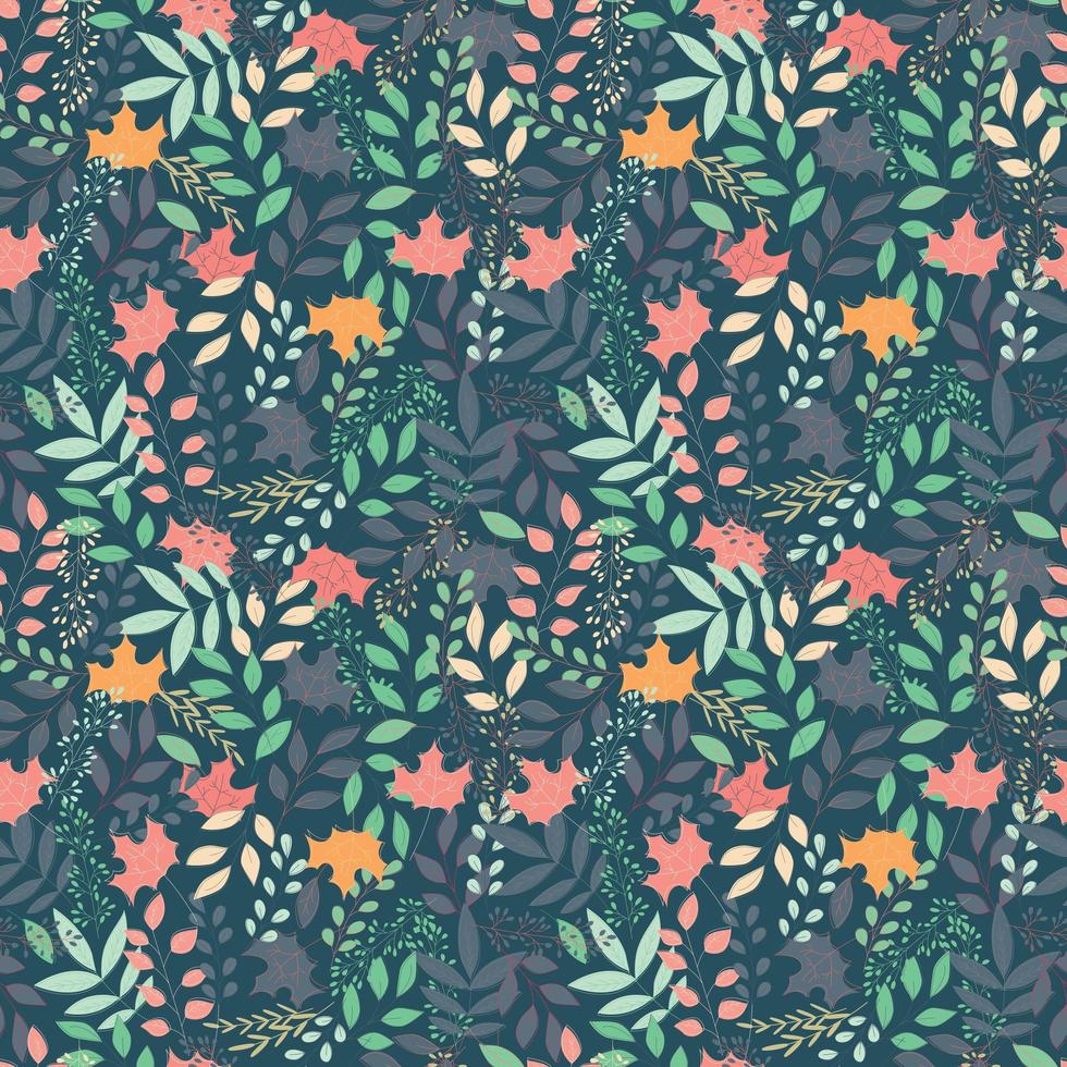 Autumn seamless pattern with floral decorative elements, colorful design. vector