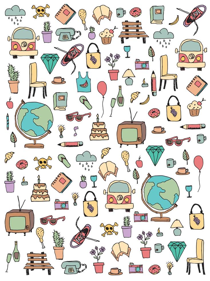 Everyday things, hand drawn vector