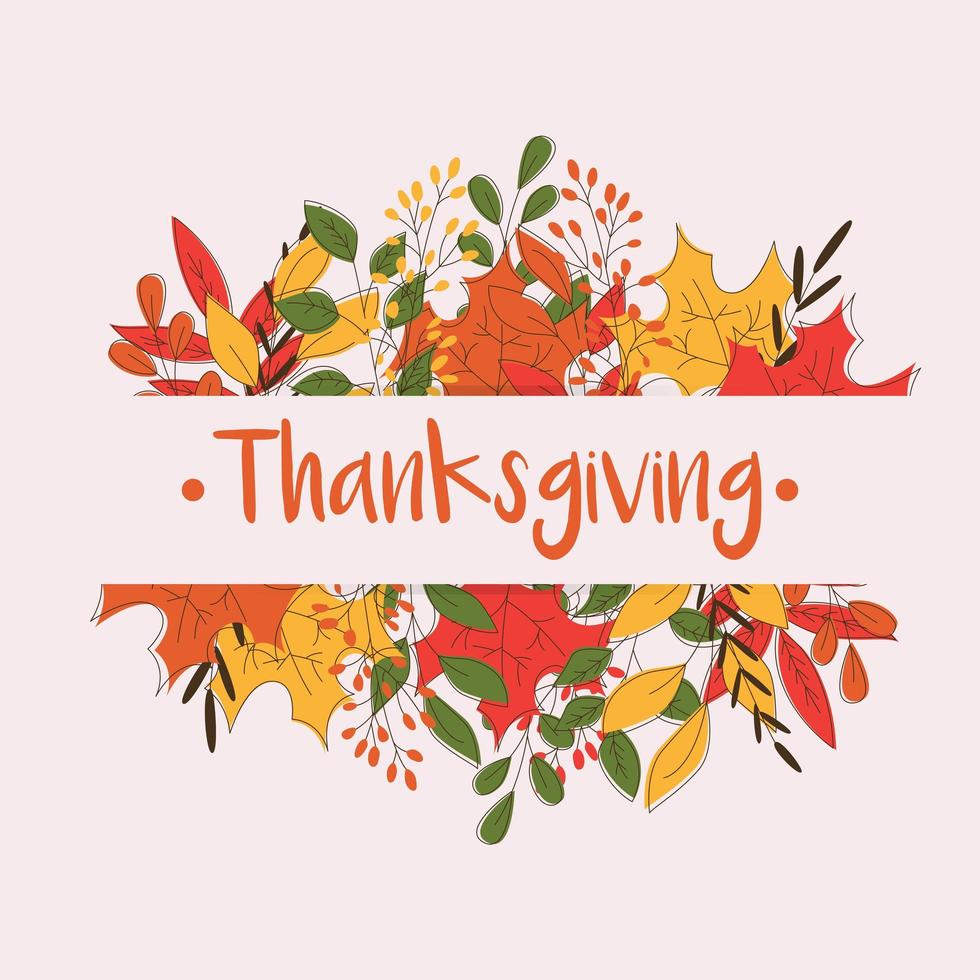 Happy Thanksgiving day card with decorative elements, colorful design. vector