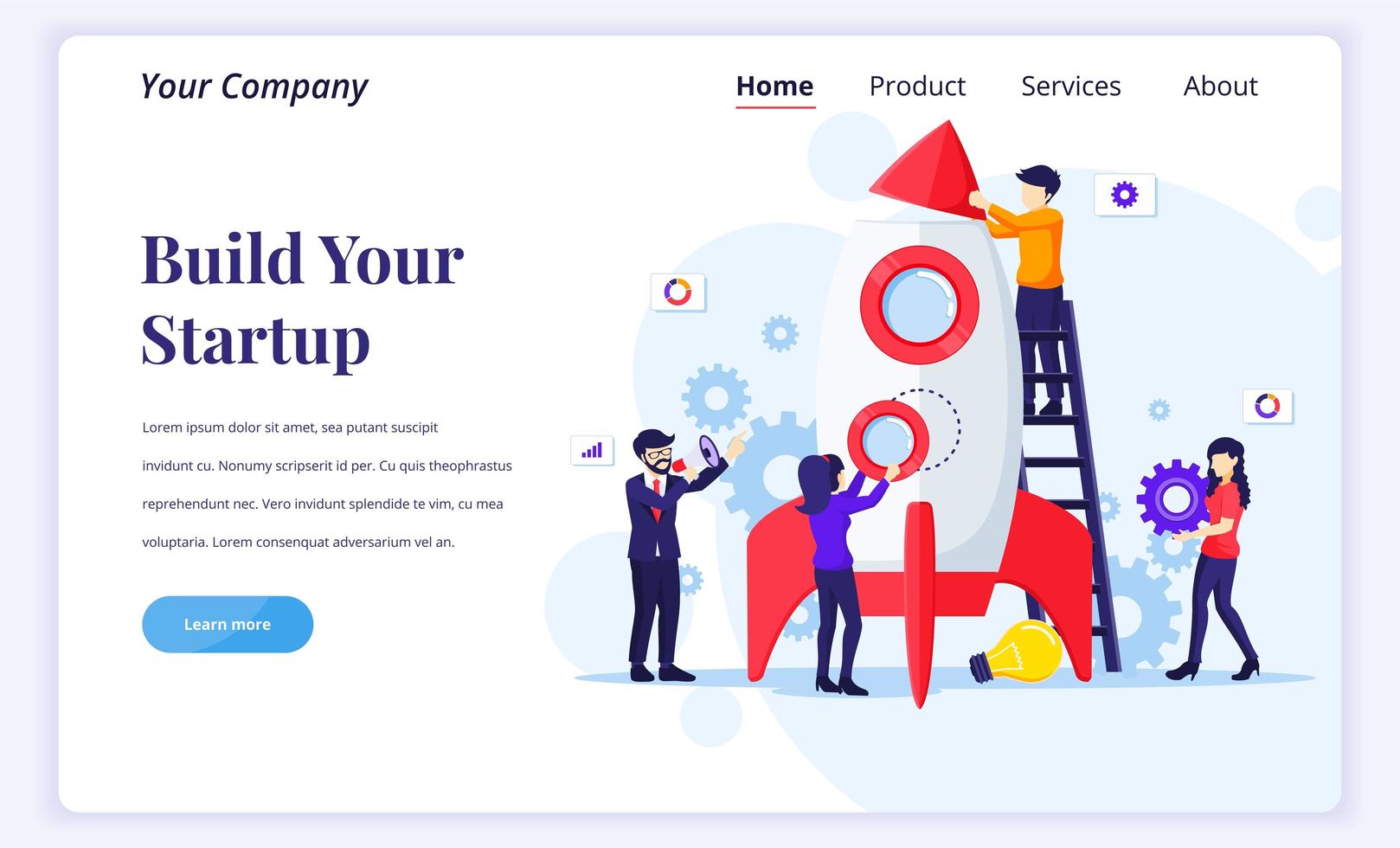 Landing page design concept of business startup vector