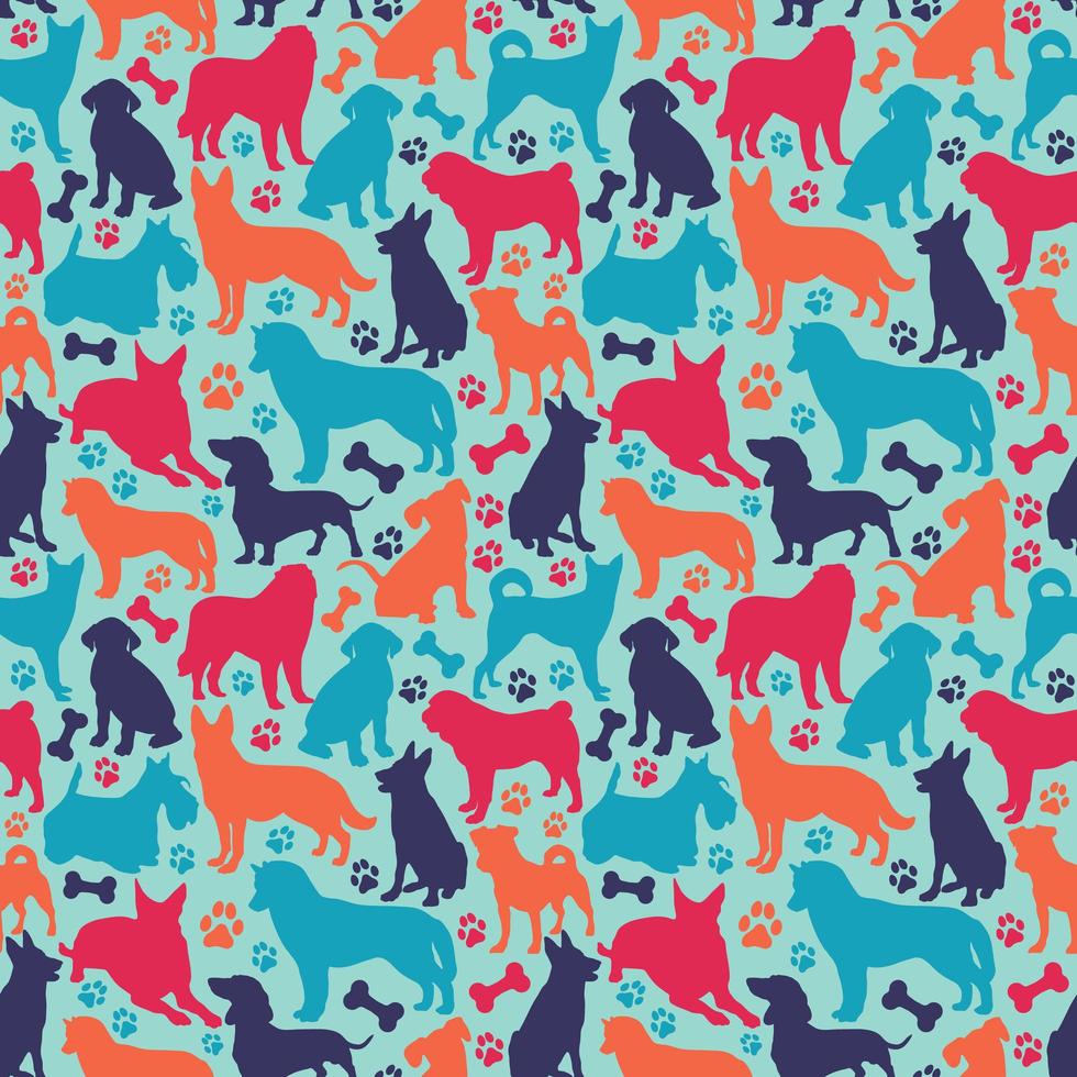 Seamless pattern with different dog breeds vector