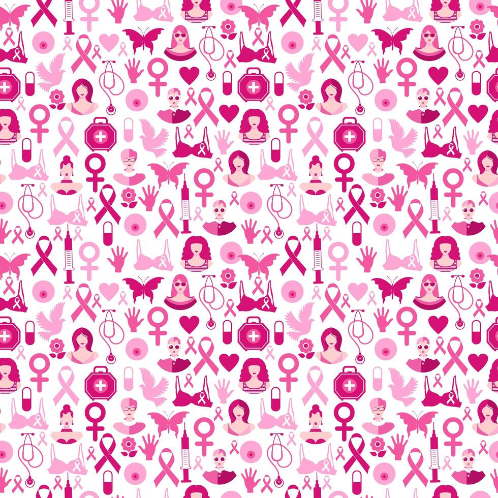 Seamless pattern of breast cancer for october awareness month. vector