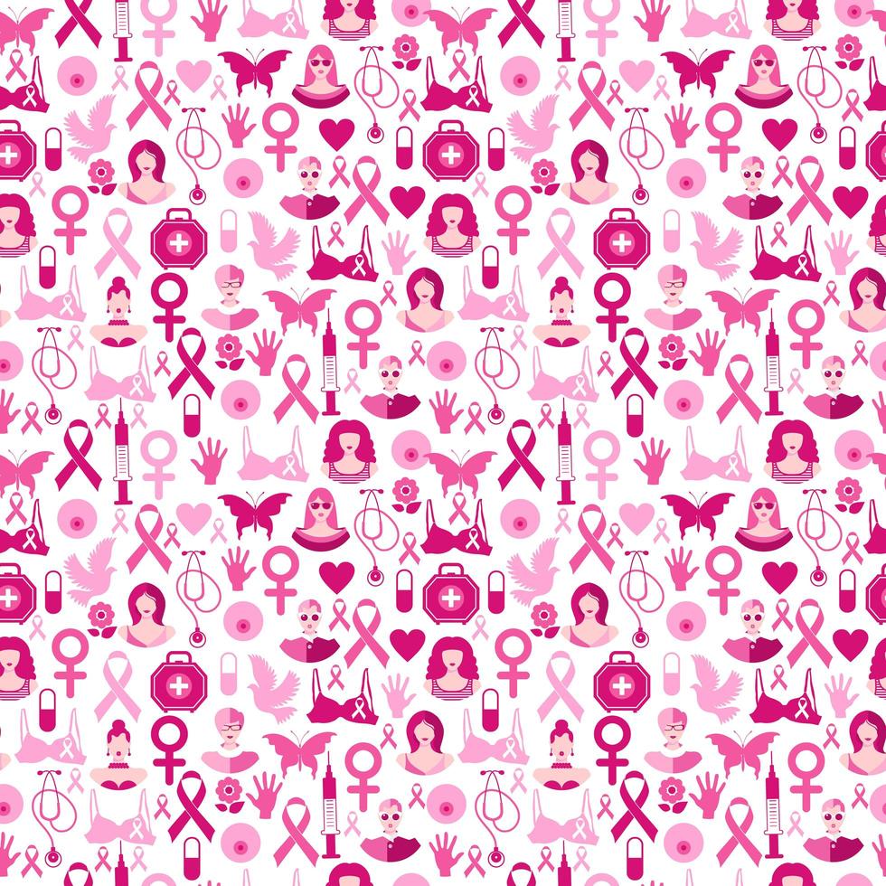 Seamless pattern of breast cancer for october awareness month. vector