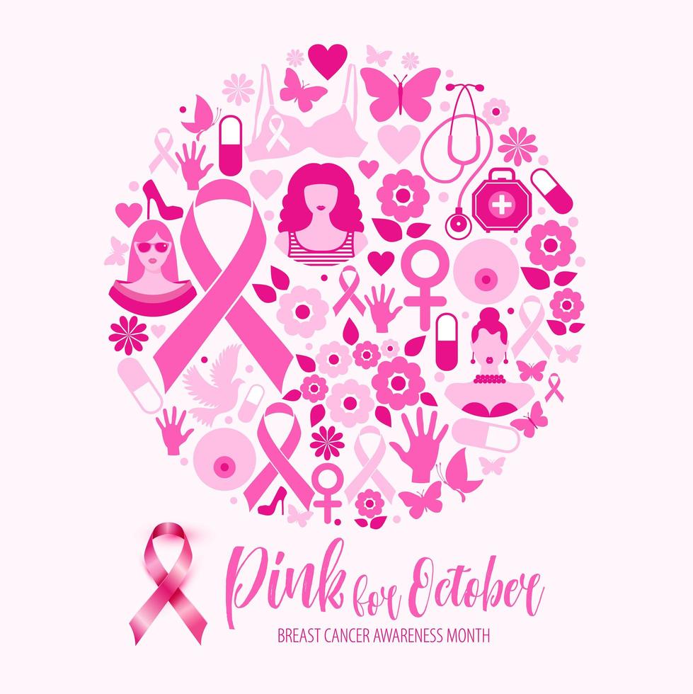 Banner Illustration of breast cancer awareness month vector