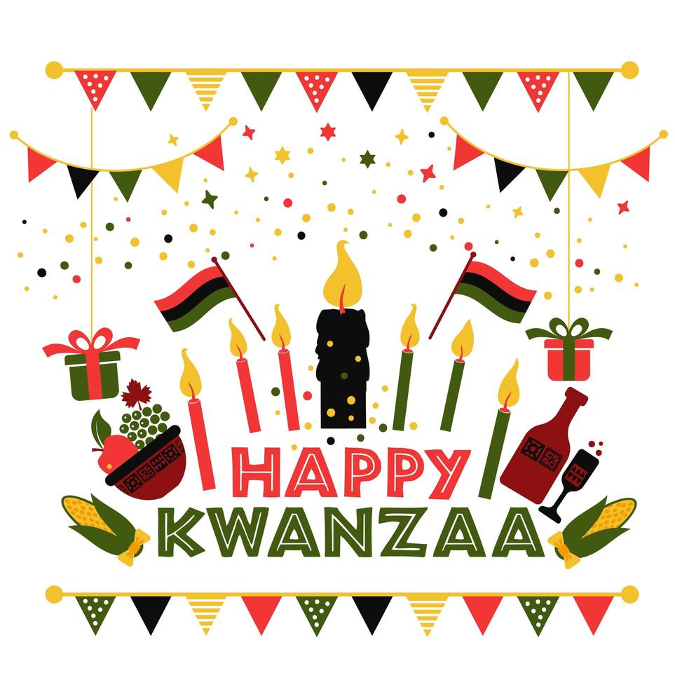 Banner for Kwanzaa with traditional colors vector