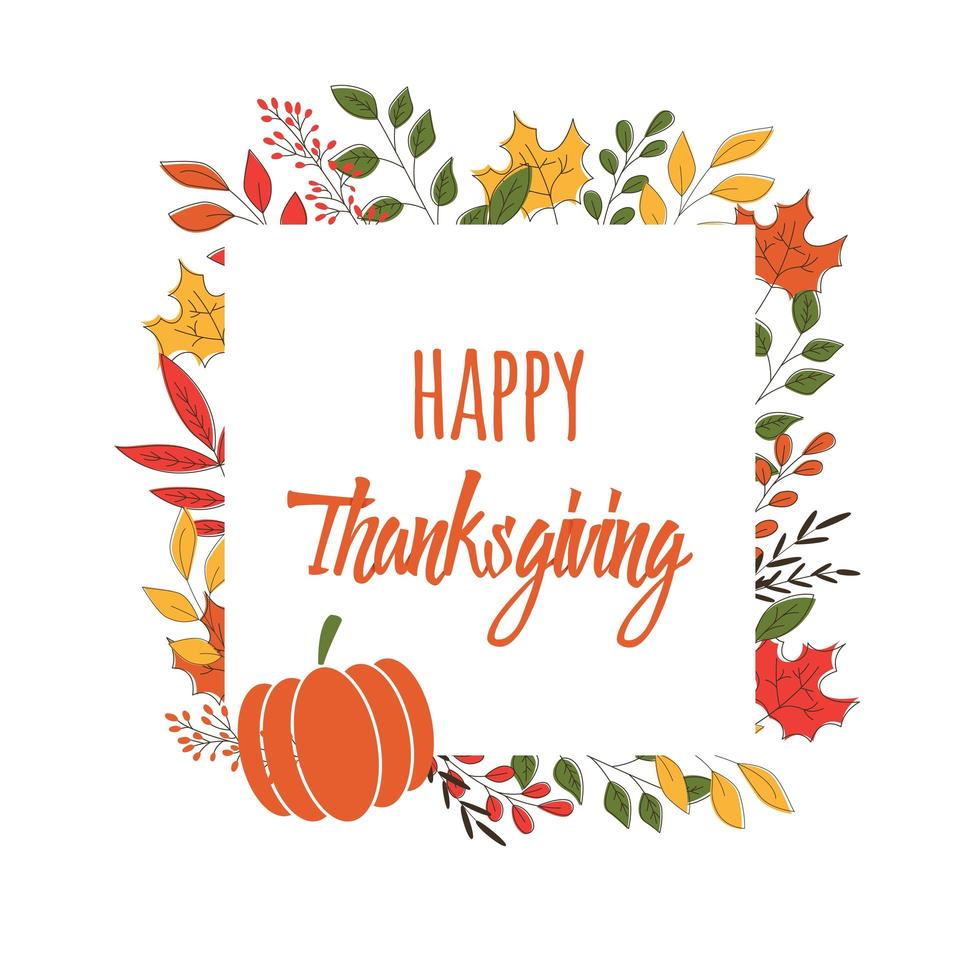 Happy Thanksgiving day card with floral decorative elements, colorful design. vector