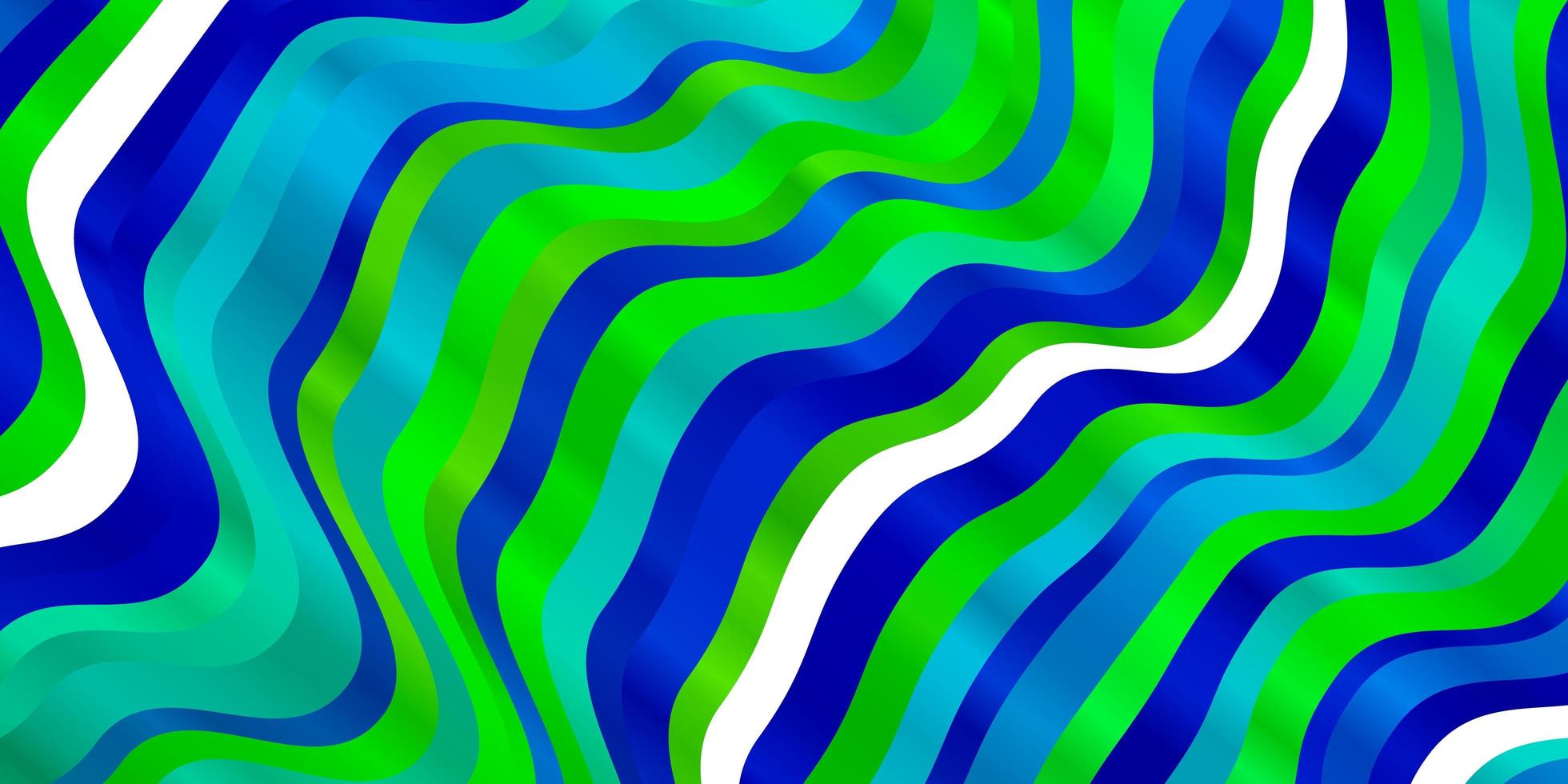 plantilla de vector azul claro, verde con curvas.