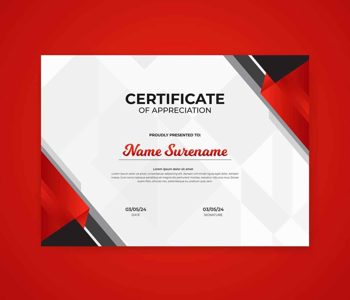 Corporate modern award certificate design template vector